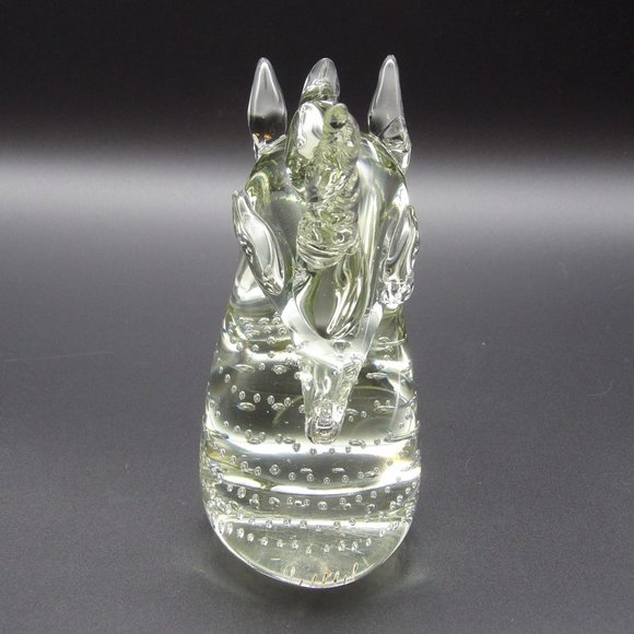 Vintage Hand Blown Art Glass Unicorn with Applied Mane & Applied Horn 7"H x 6"W - Picture 2 of 10